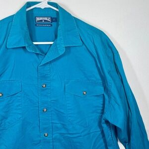 Panhandle Western Shirt Slim Fit Long Sleeve Snap Button Turquoise Sz‎ Large